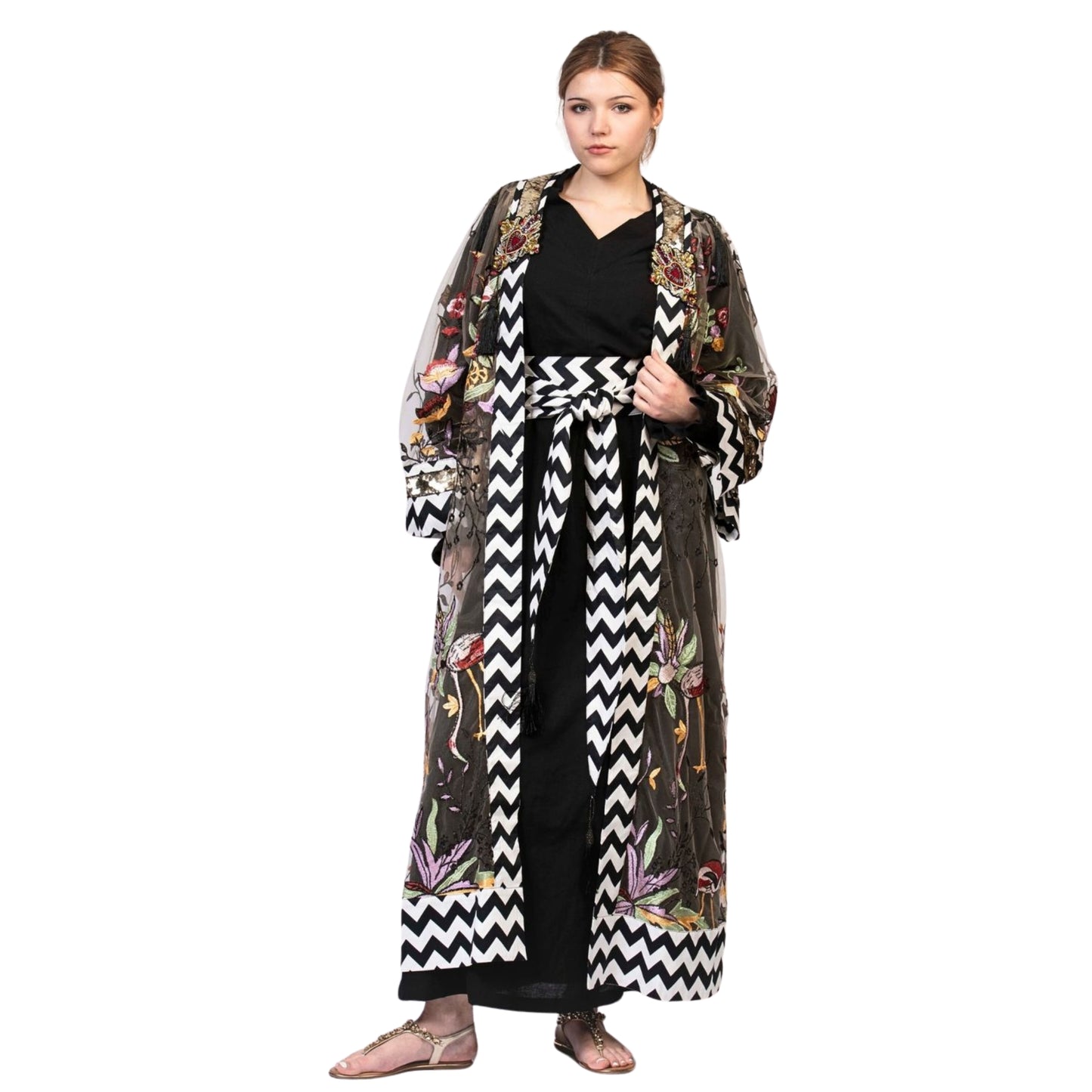 Red Carpet Drama Abaya Kimono