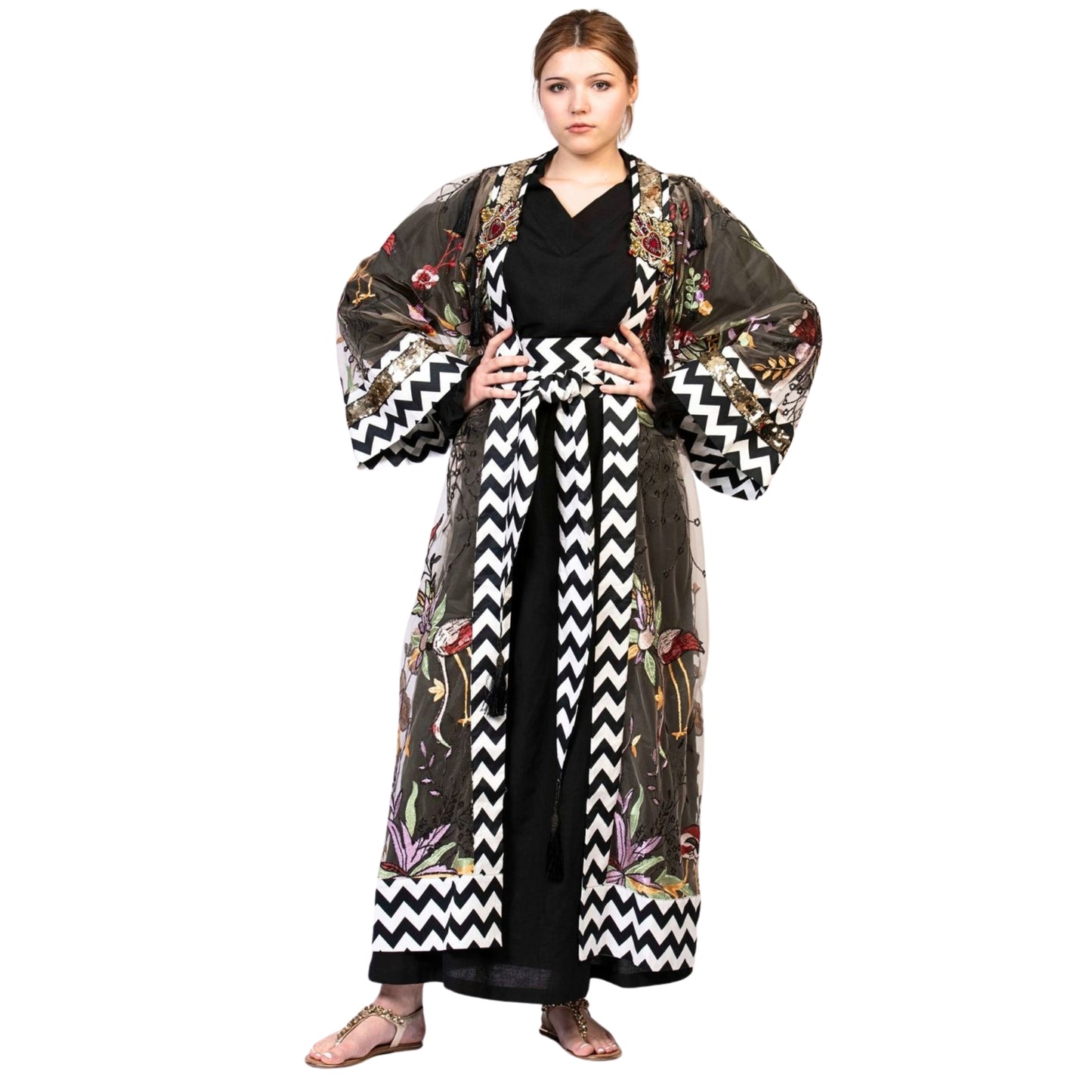 Red Carpet Drama Abaya Kimono