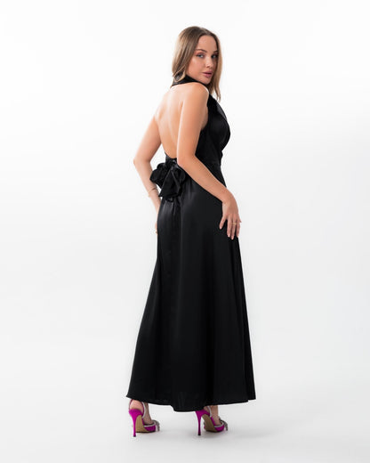 Black Satin Long Dress