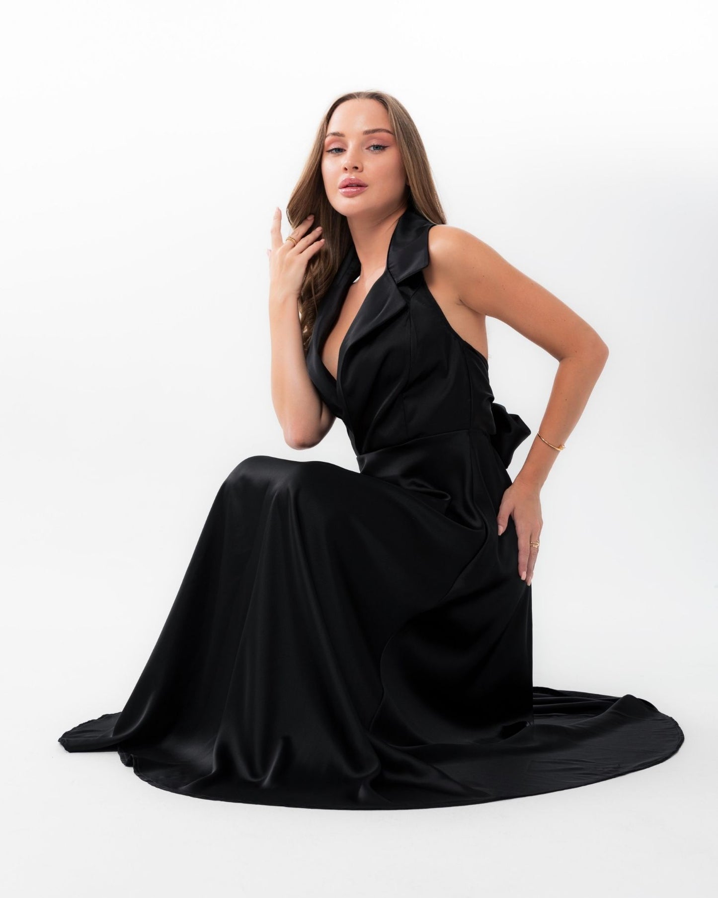 Black Satin Long Dress