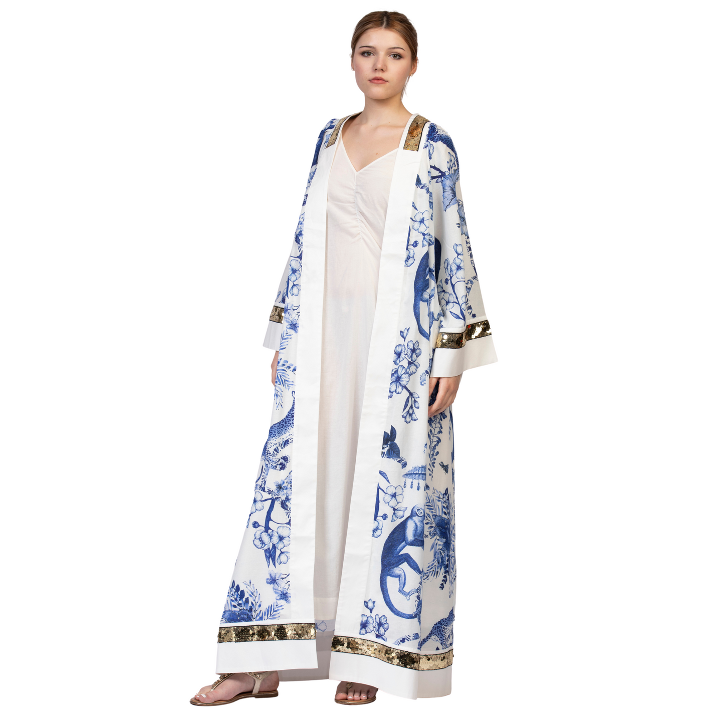 Chinoiserie gold Abaya Kimono