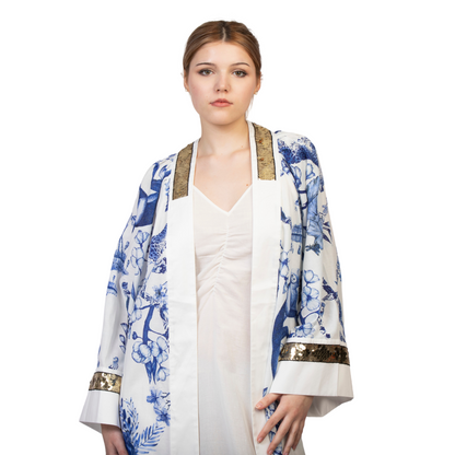 Chinoiserie gold Abaya Kimono