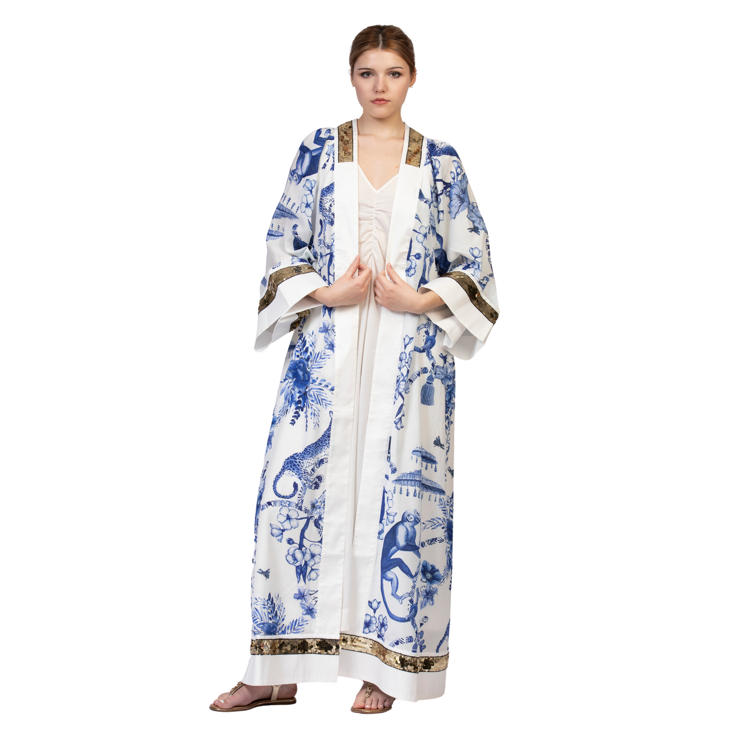 Chinoiserie gold Abaya Kimono