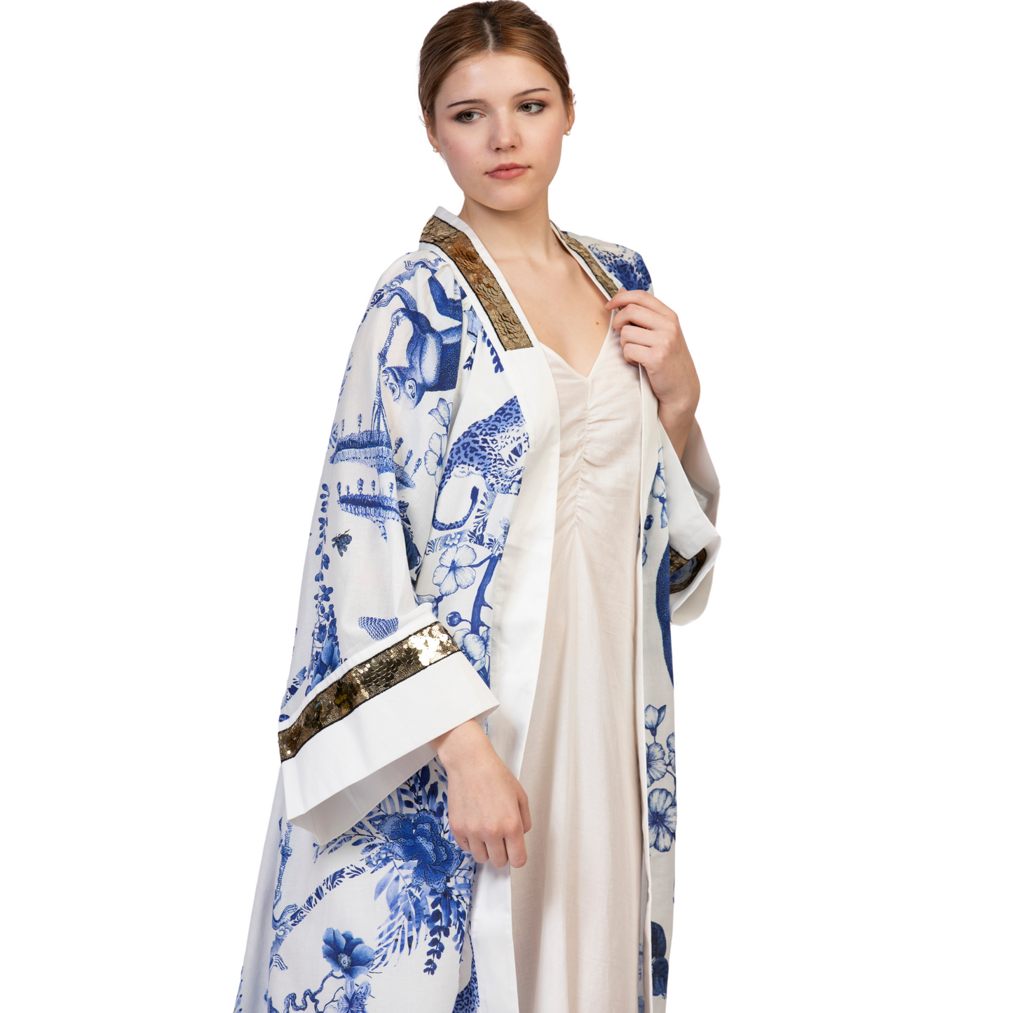 Chinoiserie gold Abaya Kimono