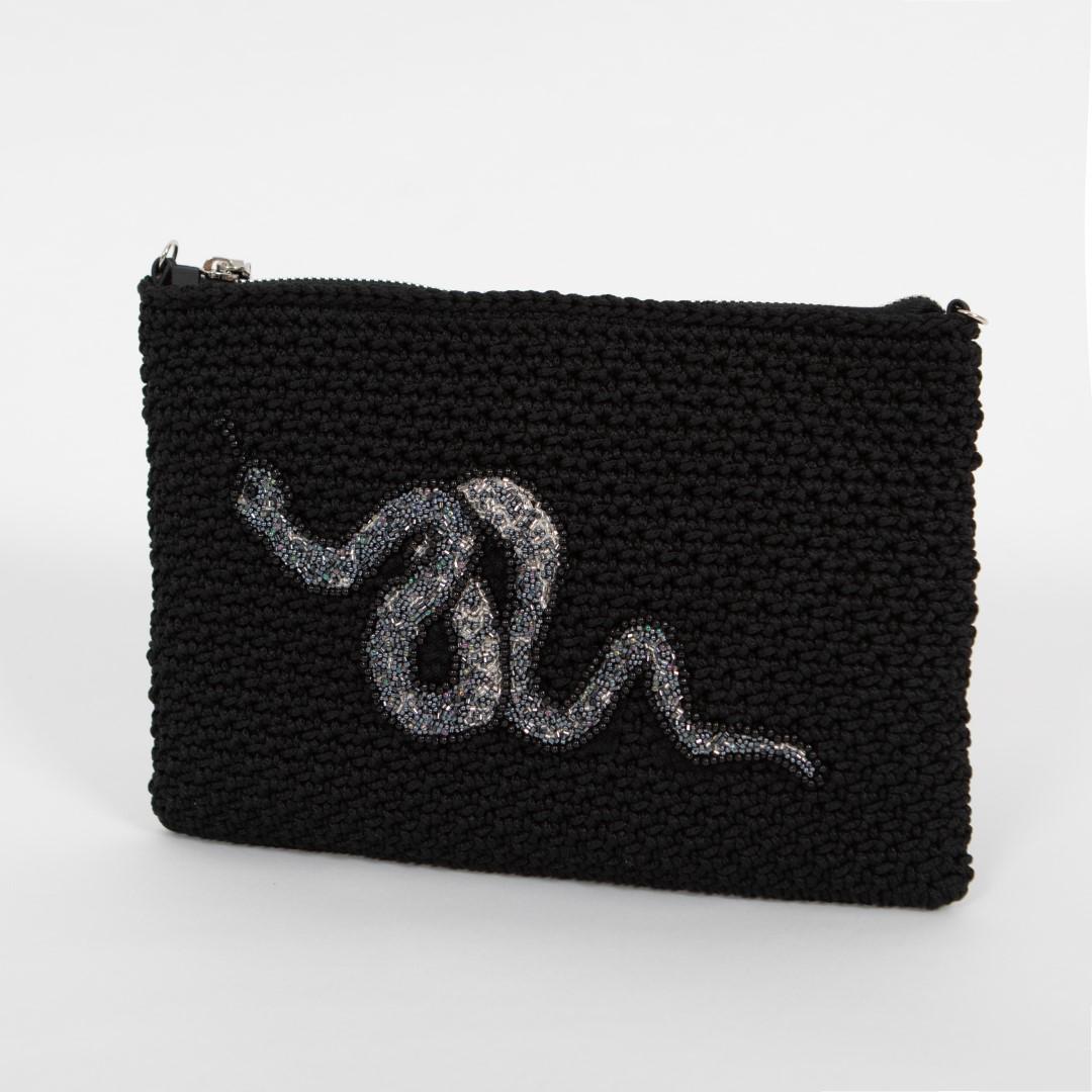 Snake Handcrafted Crochet Clutch – Beaded Design