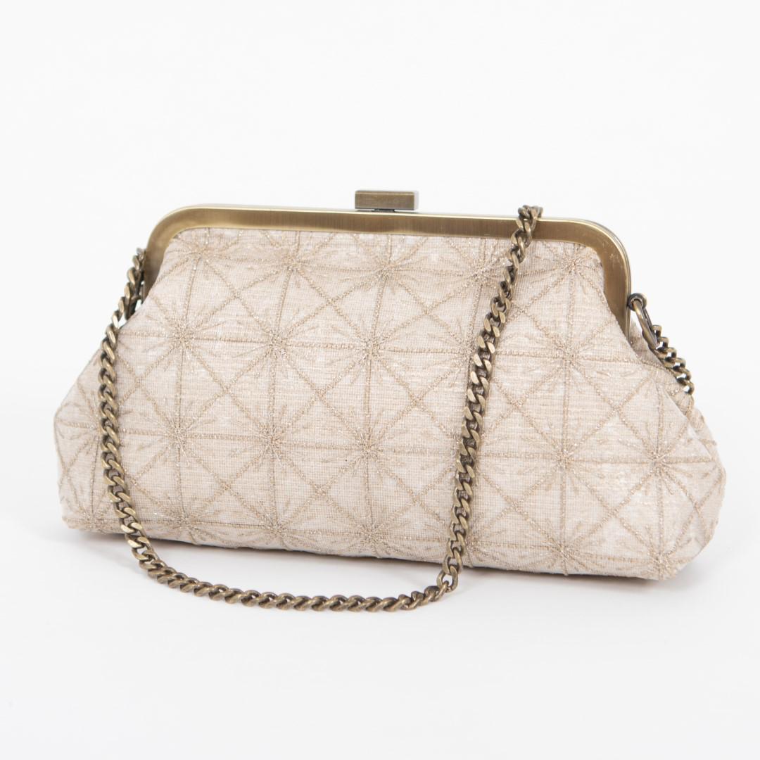 Flocco Hand-Knitted Gold Bag – Artisan Luxury with Chain Handle