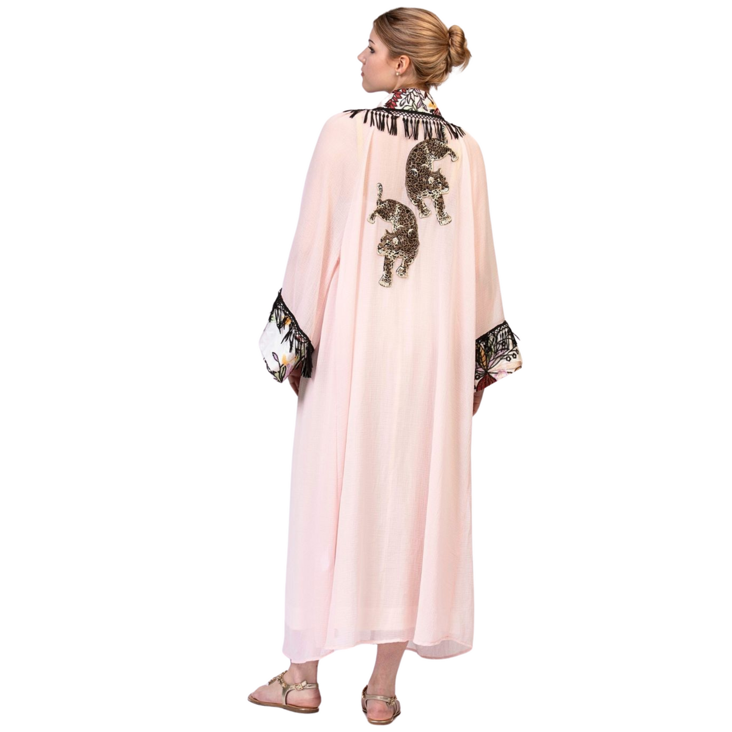 Light Pink Chiffon Abaya Kimono