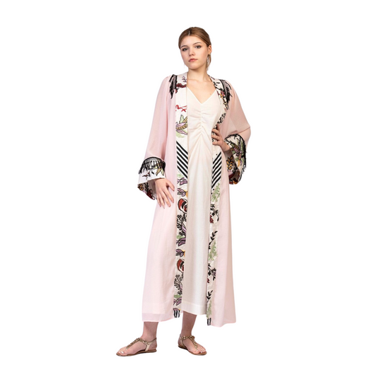 Light Pink Chiffon Abaya Kimono