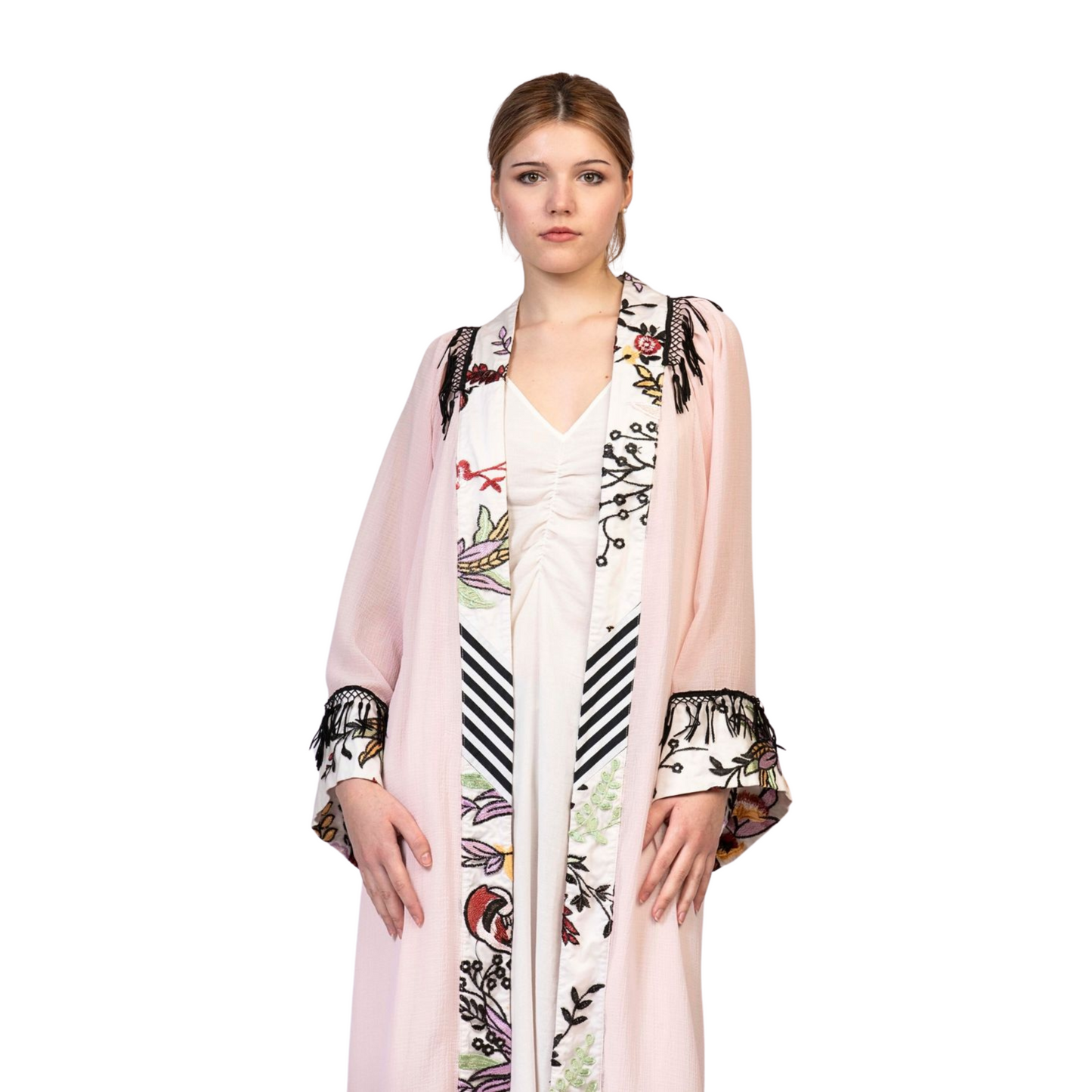 Light Pink Chiffon Abaya Kimono