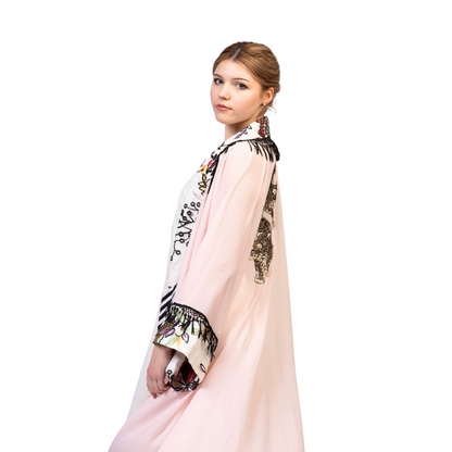 Light Pink Chiffon Abaya Kimono