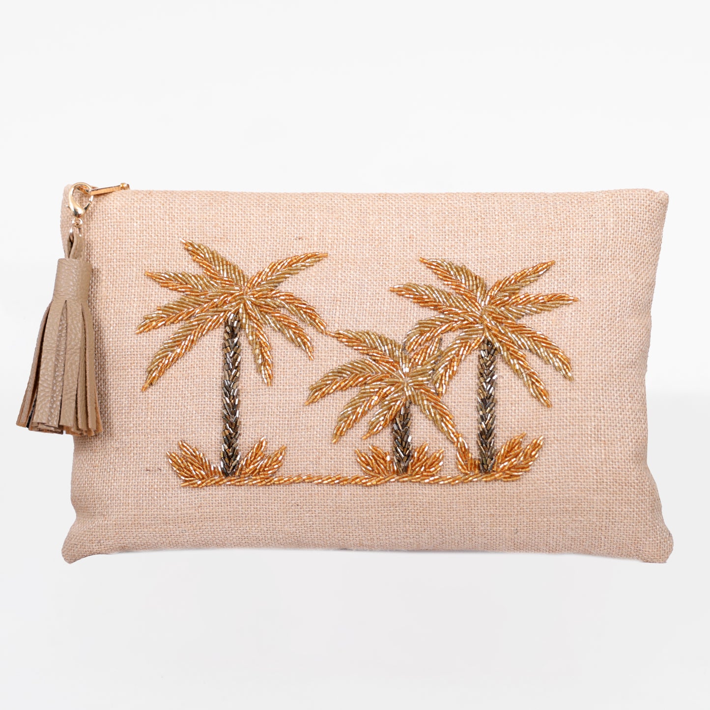 Palm Handcrafted Jute Clutch – Tropical Elegance