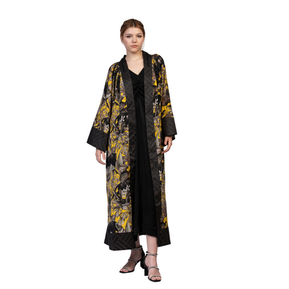 Yellow Jungle Print Abaya Kimono