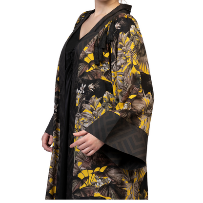 Yellow Jungle Print Abaya Kimono