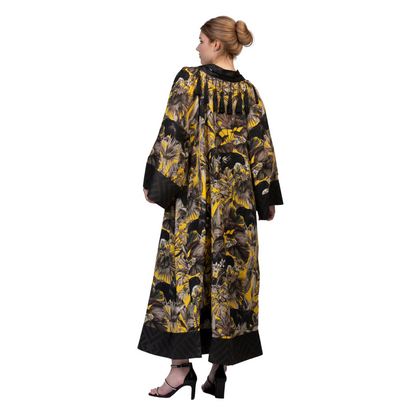 Yellow Jungle Print Abaya Kimono