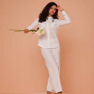 Snowdrop Blouse Top & Pants White Linen Set